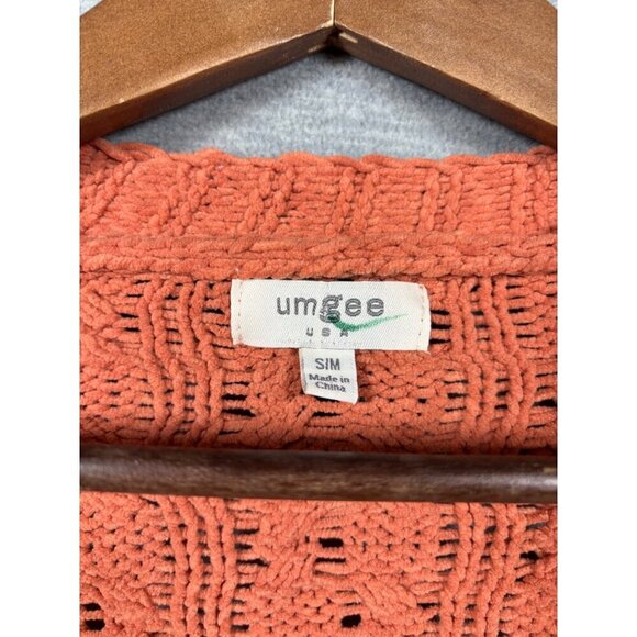 Umgee Womens Knit Cardigan Sweater Open Front Coral Cable Knit Short Sleeve S/M - Picture 2 of 6